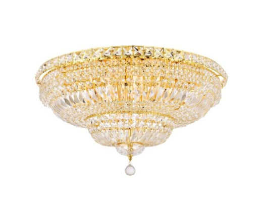18 Light 30 Inch Flush Mount In Gold With Royal Cut Clear Crystal (item # 140)