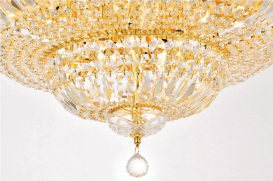 18 Light 30 Inch Flush Mount In Gold With Royal Cut Clear Crystal (item # 140)