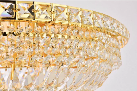 18 Light 30 Inch Flush Mount In Gold With Royal Cut Clear Crystal (item # 140)