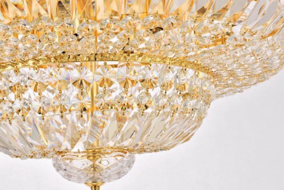 18 Light 30 Inch Flush Mount In Gold With Royal Cut Clear Crystal (item # 140)