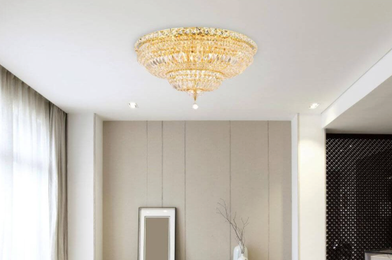 18 Light 30 Inch Flush Mount In Gold With Royal Cut Clear Crystal (item # 140)