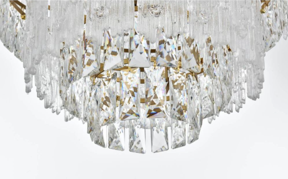 8 Light 25 inch Crystal Flush Mount in Satin Gold (item # 139)