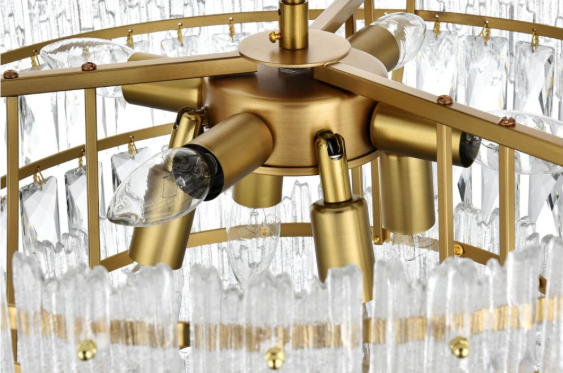 8 Light 25 inch Crystal Flush Mount in Satin Gold (item # 139)