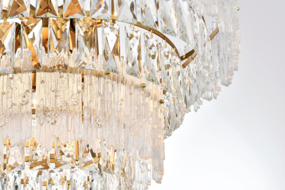 8 Light 25 inch Crystal Flush Mount in Satin Gold (item # 139)