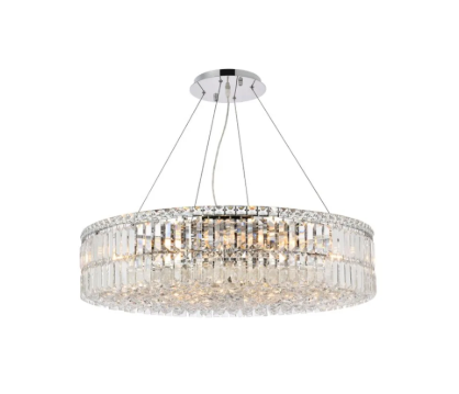 18 Light 32" Wide Crystal Drum Chandelier with Clear Royal Cut Crystals (item # 130)