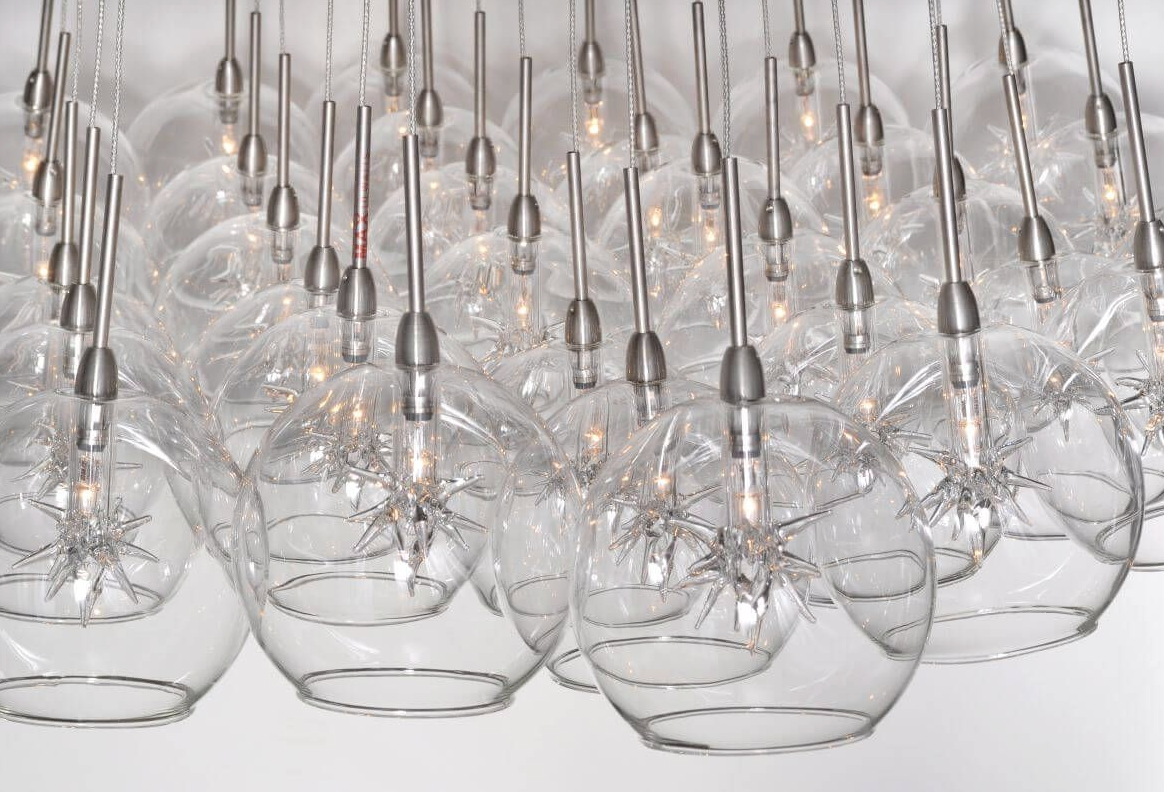 37 Light 33 inch Multi-Light Foyer Pendant in Satin Nickel with Clear Glass (item # 129)