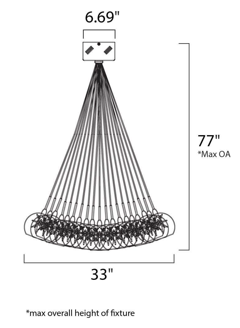 37 Light 33 inch Multi-Light Foyer Pendant in Satin Nickel with Clear Glass (item # 129)
