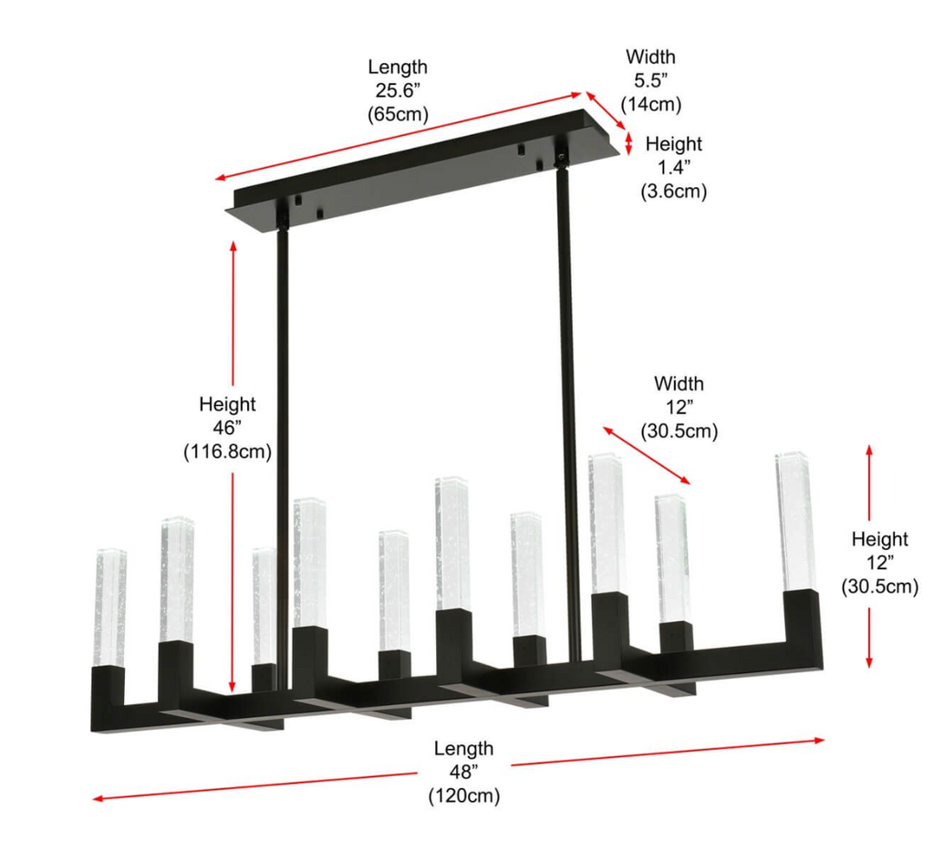 10 Light 48 inch Adjustable CCT LED Crystal Linear Light in Black (item # 128)