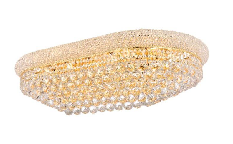 18 Light 50 Inch Flush Mount In Gold With Royal Cut Clear Crystal (item # 127)