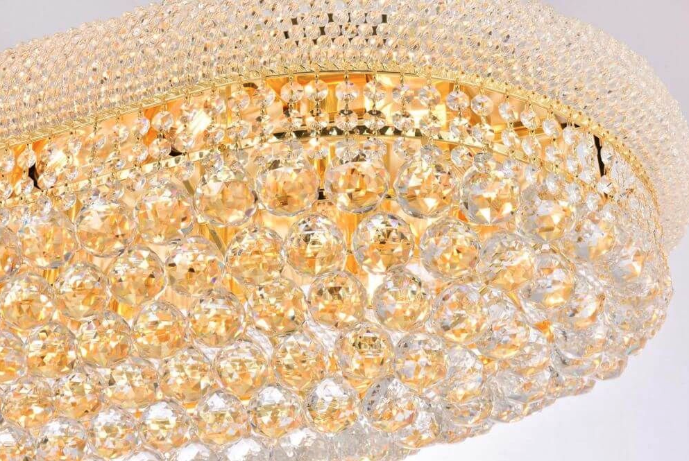 18 Light 50 Inch Flush Mount In Gold With Royal Cut Clear Crystal (item # 127)