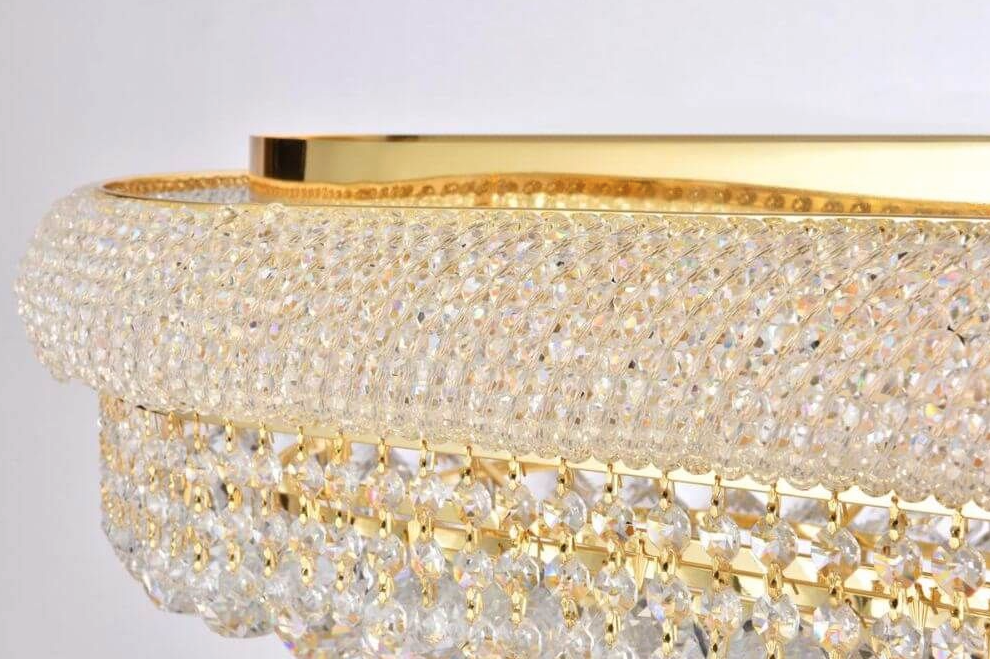 18 Light 50 Inch Flush Mount In Gold With Royal Cut Clear Crystal (item # 127)