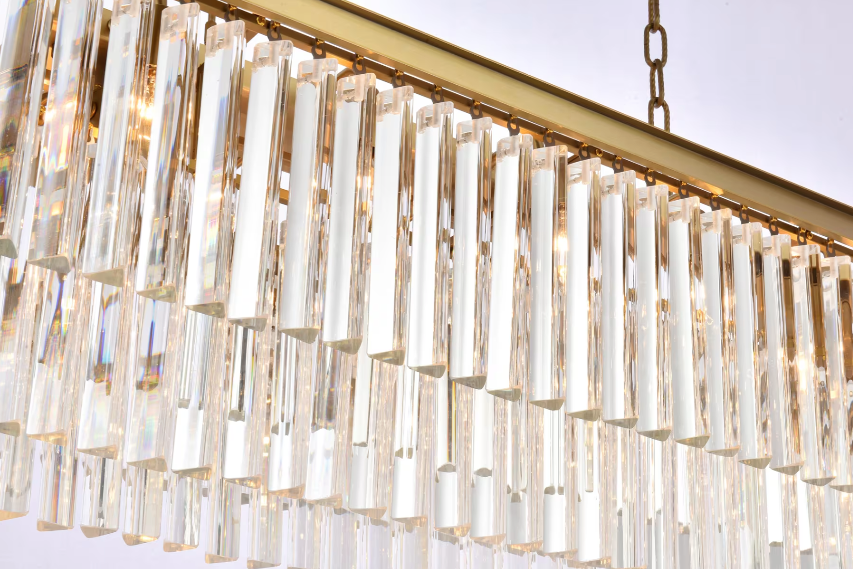 12 Light 40 inch Satin Gold Linear Chandelier Ceiling Light in Clear (item # 125)