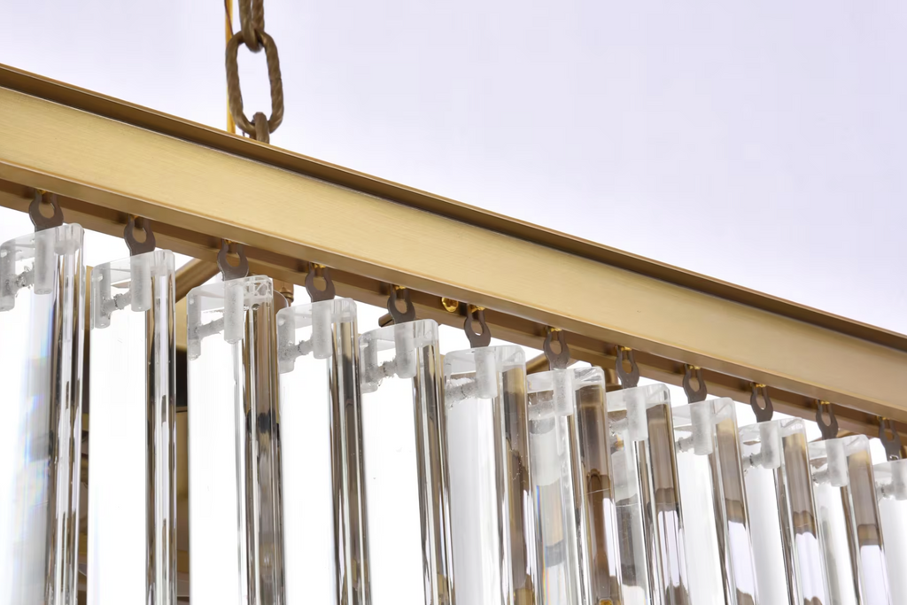 12 Light 40 inch Satin Gold Linear Chandelier Ceiling Light in Clear (item # 125)