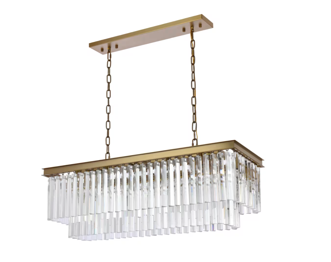 12 Light 40 inch Satin Gold Linear Chandelier Ceiling Light in Clear (item # 125)