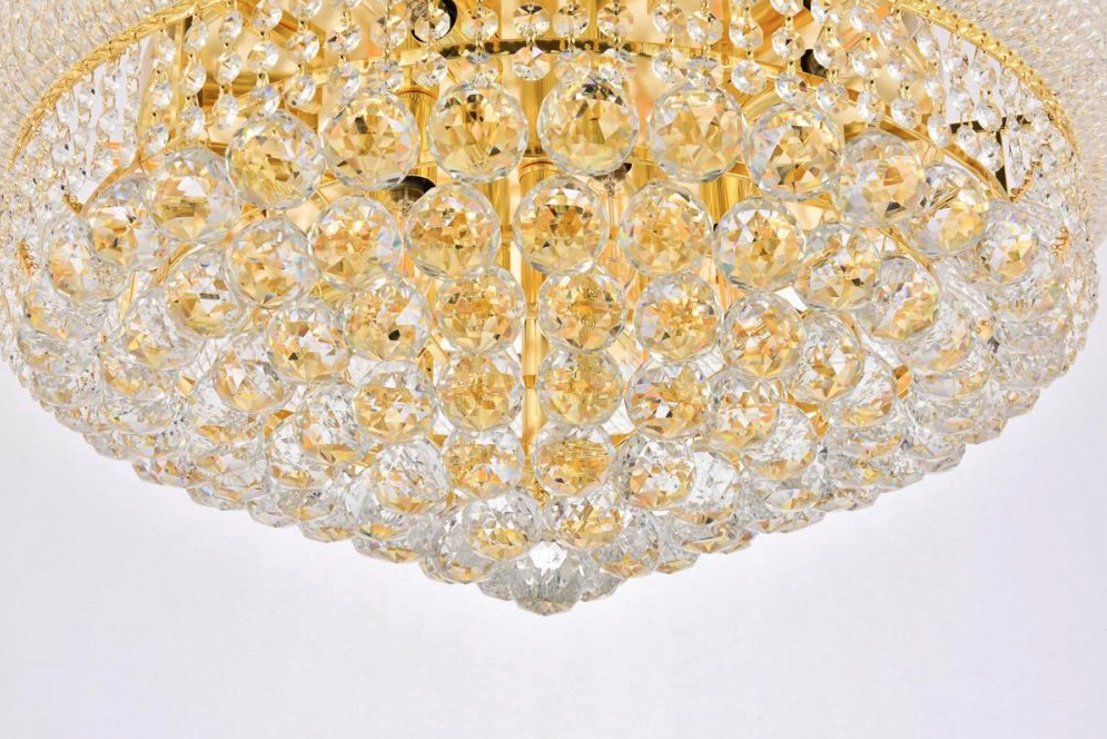 12 Light 24 Inch Flush Mount In Gold With Royal Cut Clear Crystal (item # 119)