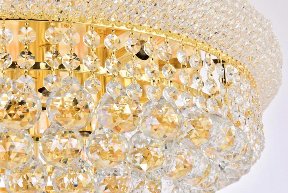 12 Light 24 Inch Flush Mount In Gold With Royal Cut Clear Crystal (item # 119)