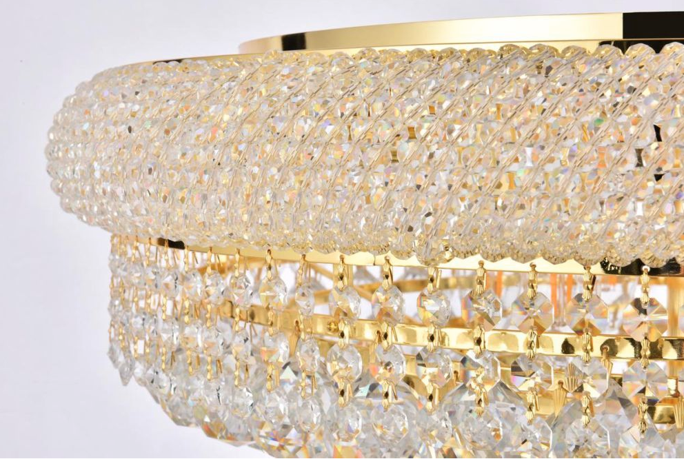 12 Light 24 Inch Flush Mount In Gold With Royal Cut Clear Crystal (item # 119)