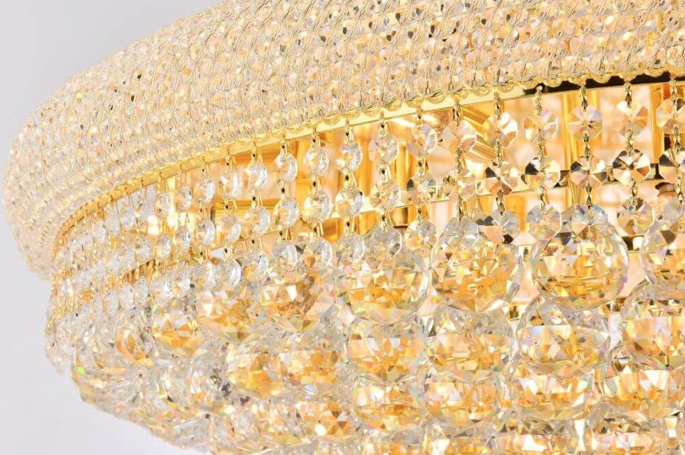 20 Light 36 Inch Flush Mount In Gold With Royal Cut Clear Crystal (item # 118)