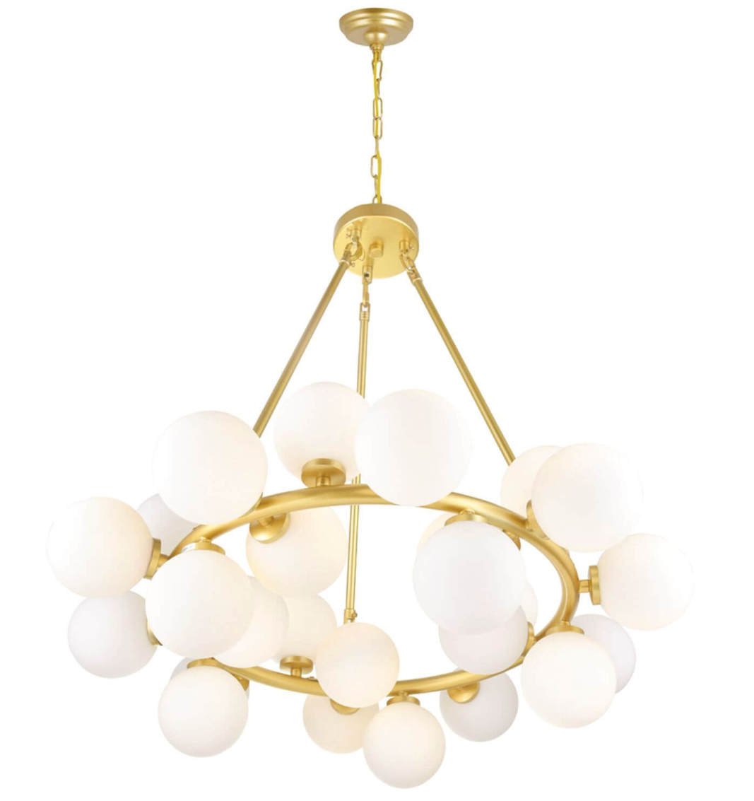 25 Light 26 Inch Chandelier in Satin Gold with Frosted Glass (item # 117)