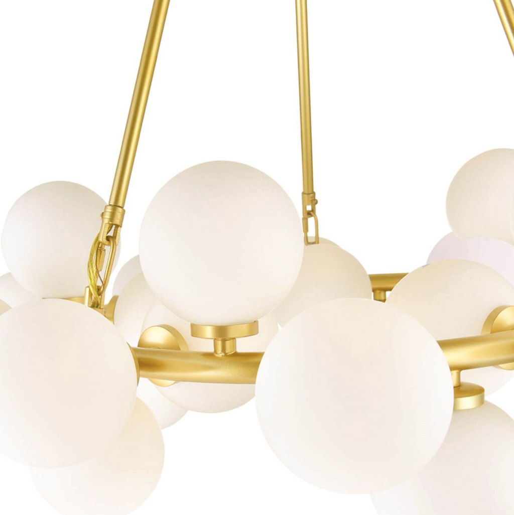 25 Light 26 Inch Chandelier in Satin Gold with Frosted Glass (item # 117)