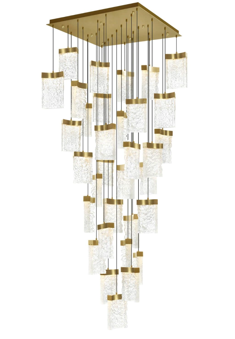 36 inch LED Chandelier in Brass with Clear Crystal (item # 116)