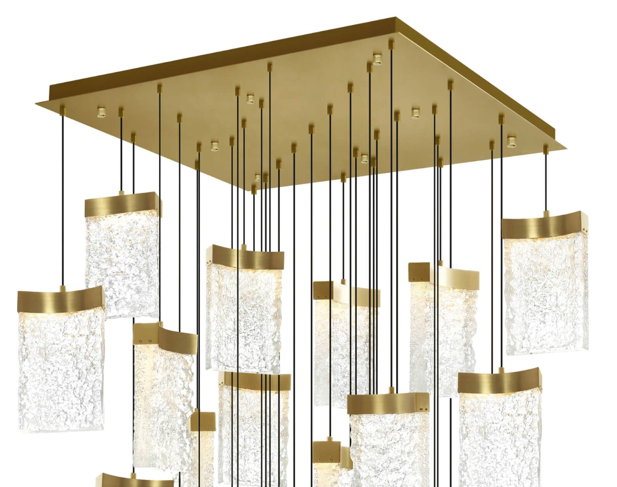 36 inch LED Chandelier in Brass with Clear Crystal (item # 116)