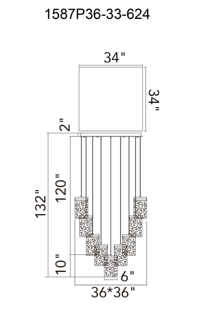 36 inch LED Chandelier in Brass with Clear Crystal (item # 116)