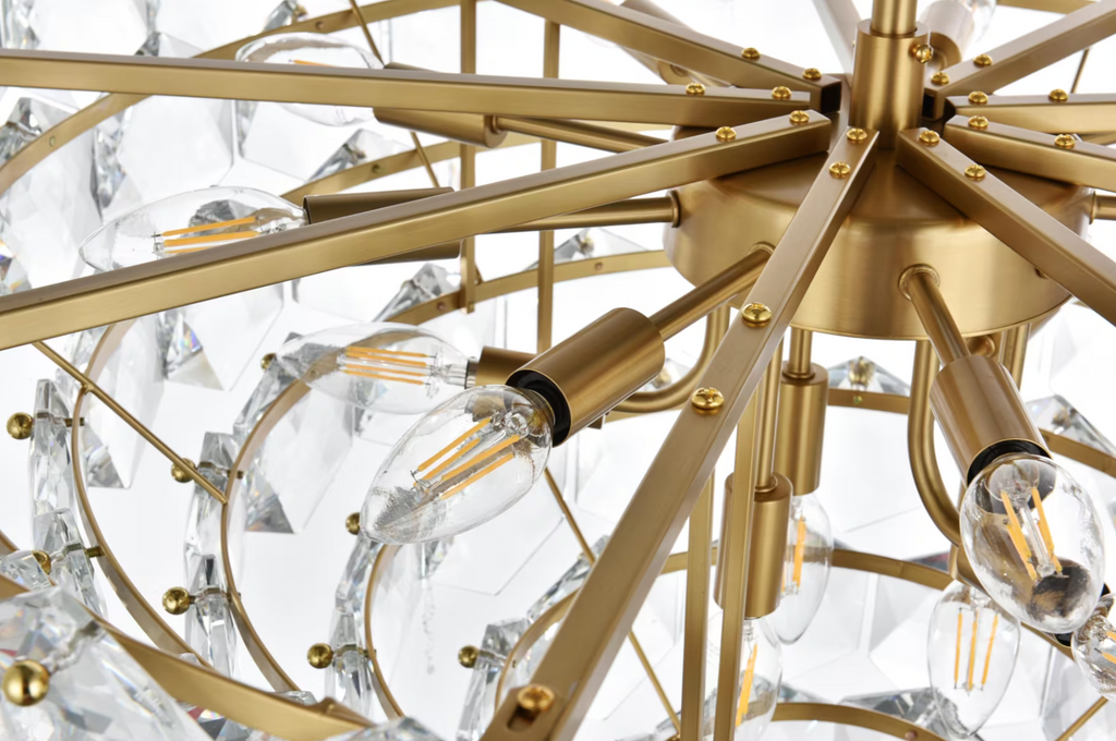 15 Light 32 inch Satin Gold Chandelier Ceiling Light (item # 112)