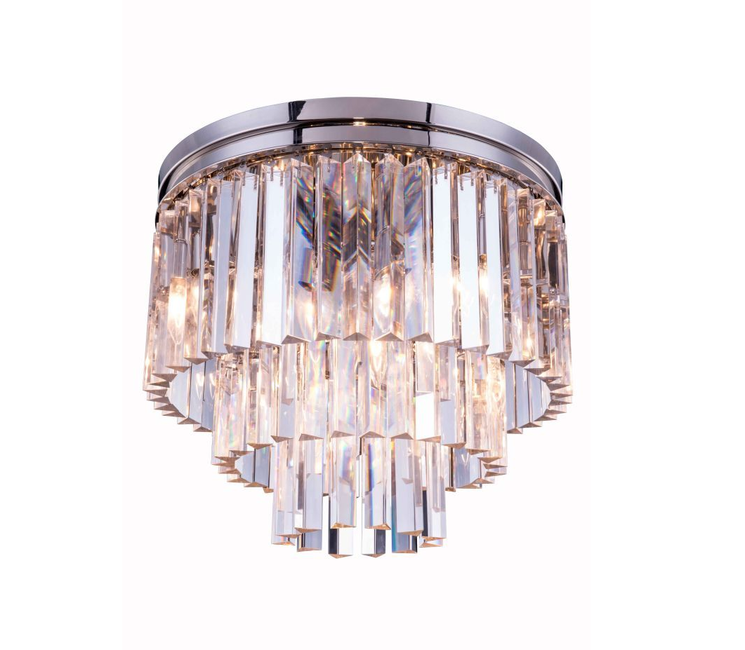 9 Light 20 Inch Flush Mount In Polished Nickel With Royal Cut Silver Shade Grey Crystal (item # 108)