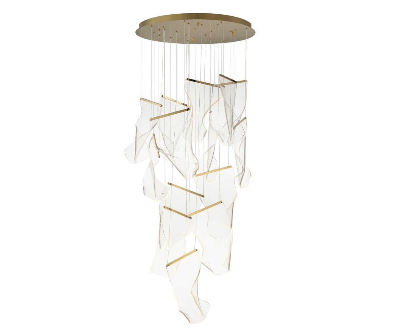 28 inch Multi-Light LED Chandelier in French Gold with Patterned Acrylic (item # 105)