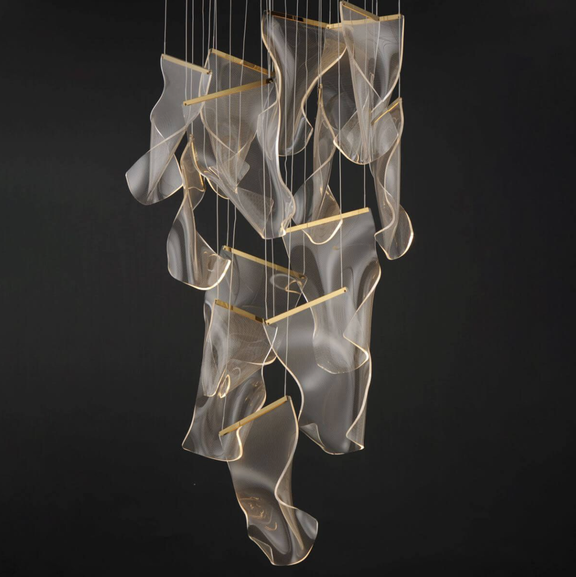 28 inch Multi-Light LED Chandelier in French Gold with Patterned Acrylic (item # 105)