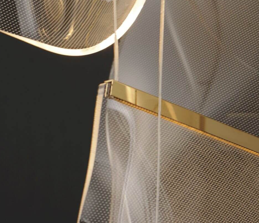 28 inch Multi-Light LED Chandelier in French Gold with Patterned Acrylic (item # 105)