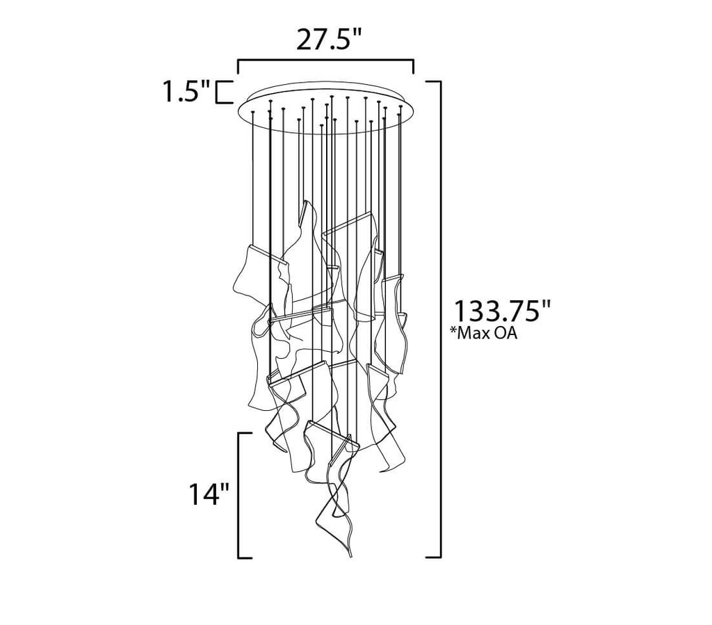 28 inch Multi-Light LED Chandelier in French Gold with Patterned Acrylic (item # 105)