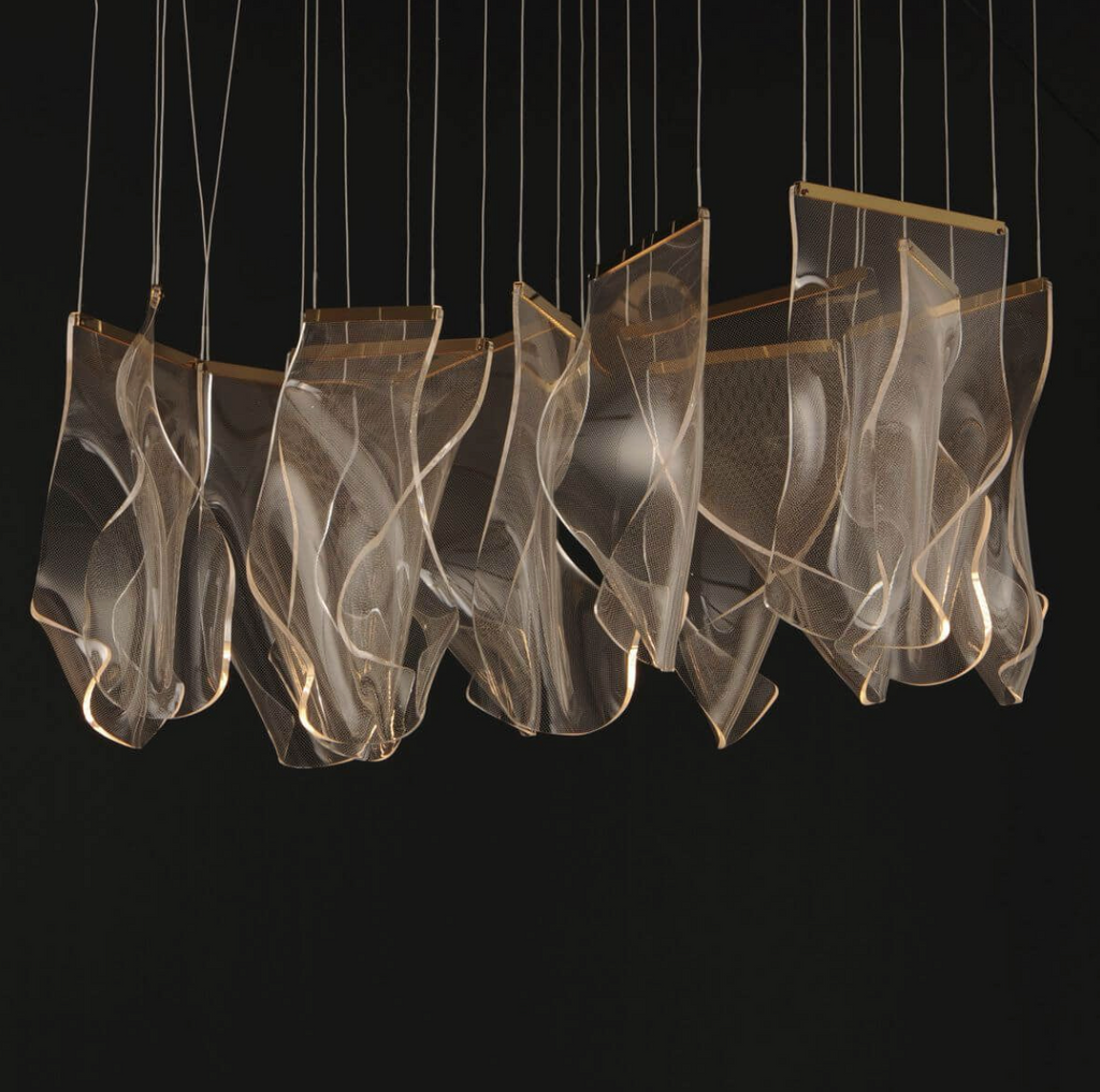 36 inch LED Linear Light in French Gold with Patterned Acrylic (item # 103)