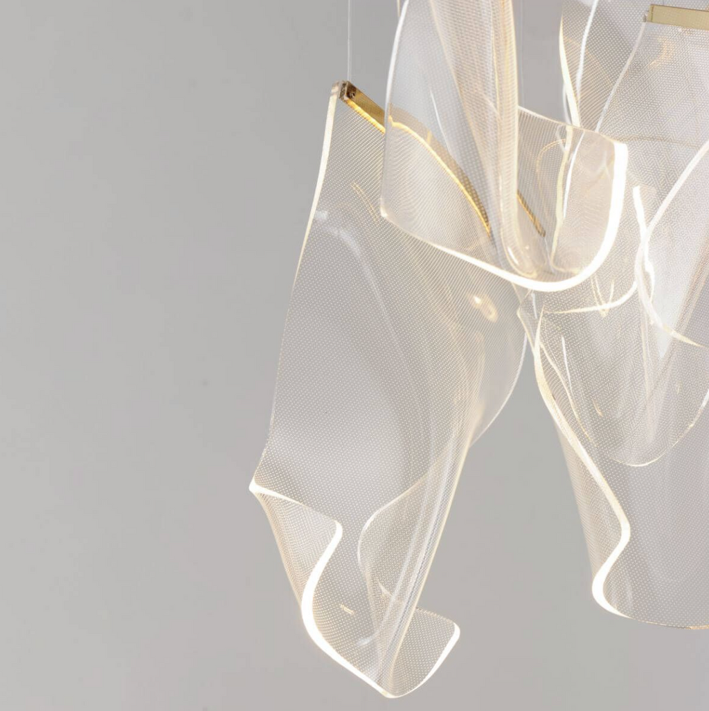 36 inch LED Linear Light in French Gold with Patterned Acrylic (item # 103)