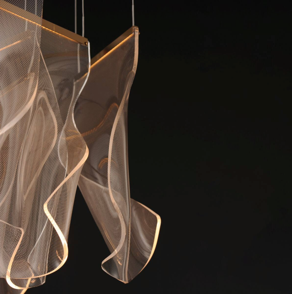 36 inch LED Linear Light in French Gold with Patterned Acrylic (item # 103)