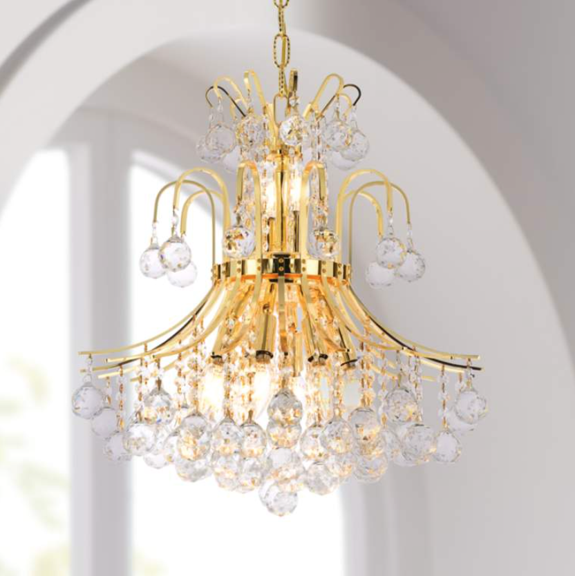 10-Light 19" Wide Gold and Crystal Chandelier (item # 102)