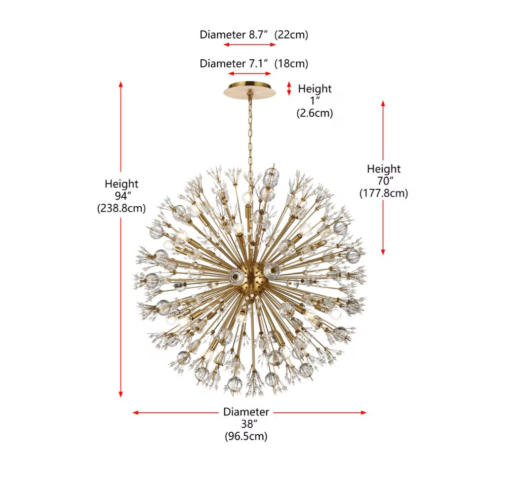 24 Light 38 inch Gold Pendant Ceiling Light (item # 101)