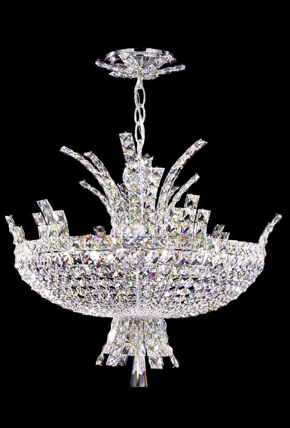 8 Light 20 inch Silver Crystal Chandelier Ceiling Light (item # 120)