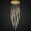 32 inch LED Chandelier in Satin Gold with Clear Bubble Acrylic (item # 123)