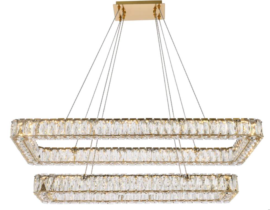 50 1/4" Wide Crystal 3-Tier LED Chandelier in Gold or Chrome (item # 151)