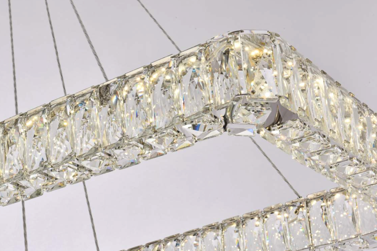 50 1/4" Wide Crystal 3-Tier LED Chandelier in Gold or Chrome (item # 151)