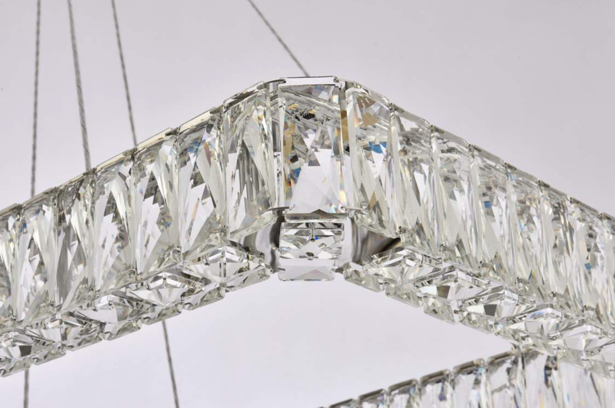 50 1/4" Wide Crystal 3-Tier LED Chandelier in Gold or Chrome (item # 151)