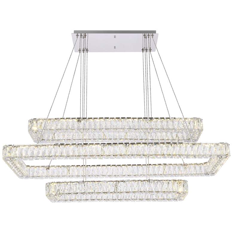 50 1/4" Wide Crystal 3-Tier LED Chandelier in Gold or Chrome (item # 151)
